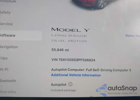 2023 Tesla Model Y Awd/Long Range Dual Motor All-Wheel Drive z USA, uszkodzony, nr VIN 7SAYGDEE8PF596824